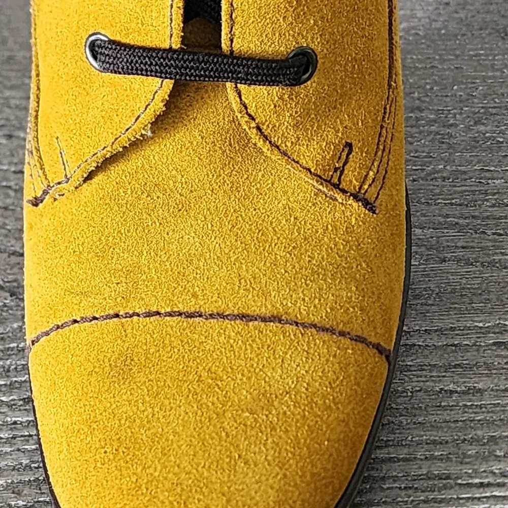 Miu Miu Mustard Yellow Suede Ankle Bootie Combat US 5.5 EU 35.5 Y2K Whimsigoth
